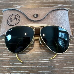 1980’s B&l Ray Ban W0229 Gold Shooter Outdoorsman Aviators - NO SCRATCHES!